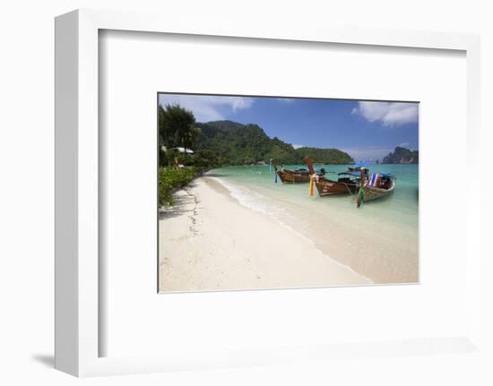 Long-Tail Boats and Beach of Ao Dalam Bay-Stuart Black-Framed Photographic Print