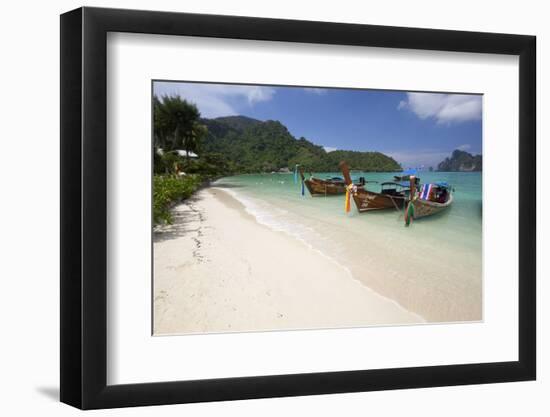 Long-Tail Boats and Beach of Ao Dalam Bay-Stuart Black-Framed Photographic Print