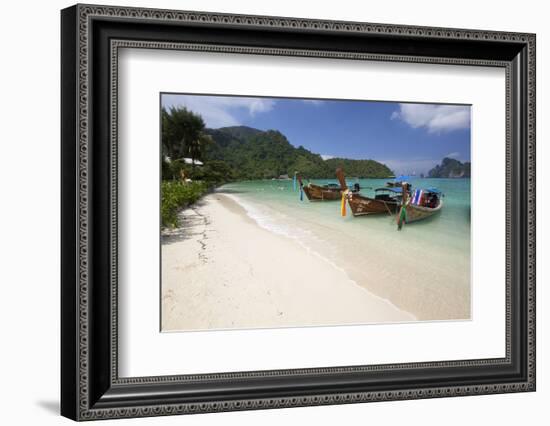 Long-Tail Boats and Beach of Ao Dalam Bay-Stuart Black-Framed Photographic Print