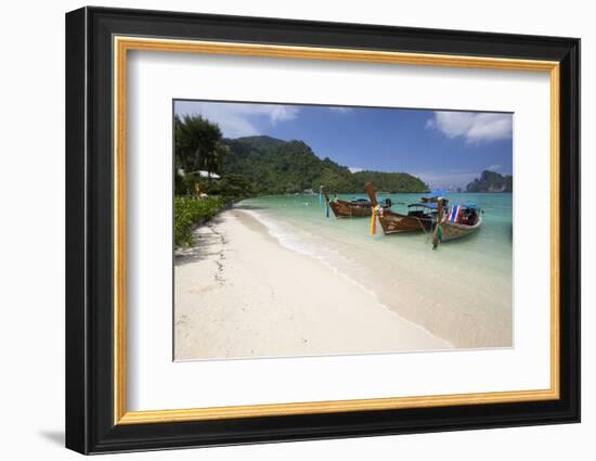 Long-Tail Boats and Beach of Ao Dalam Bay-Stuart Black-Framed Photographic Print