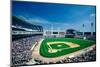 Long view of Baseball diamond and bleachers during professional Baseball Game, Comiskey Park, Il...-null-Mounted Photographic Print