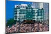 Long view of scoreboard and full bleachers during a professional baseball game, Wrigley Field, I...-null-Mounted Photographic Print