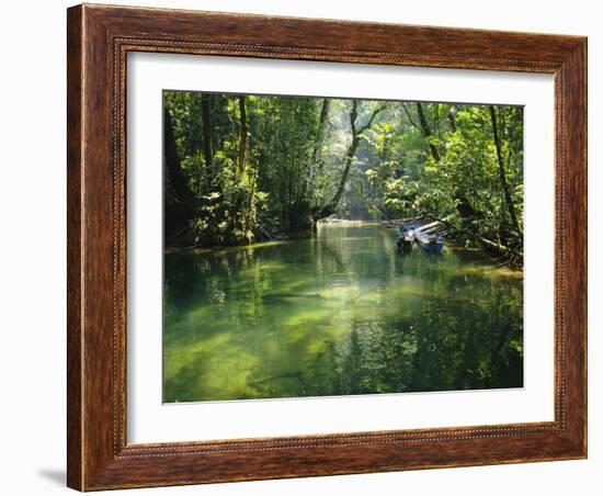 Longboats Moored in Creek Amid Rain Forest, Island of Borneo, Malaysia-Richard Ashworth-Framed Photographic Print