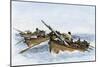 Longboats Racing to Harpoon a Whale-null-Mounted Giclee Print