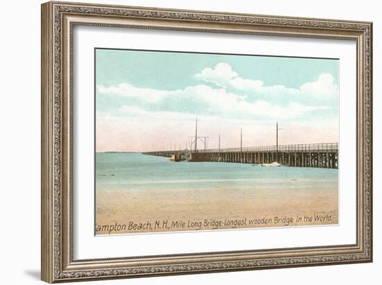 Longest Wooden Bridge, Hampton Beach, New Hampshire-null-Framed Art Print