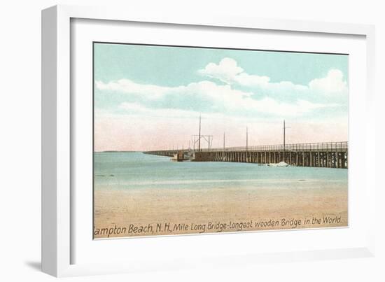 Longest Wooden Bridge, Hampton Beach, New Hampshire-null-Framed Art Print