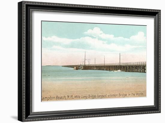 Longest Wooden Bridge, Hampton Beach, New Hampshire-null-Framed Art Print