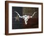 Longhorn Art with Flag-Design Turnpike-Framed Giclee Print