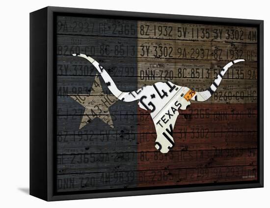 Longhorn Art with Flag-Design Turnpike-Framed Premier Image Canvas