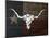 Longhorn Art with Flag-Design Turnpike-Mounted Giclee Print