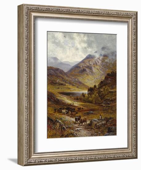 Longhorn Cattle in a Mountainous Landscape, 1892-Alfred Augustus Glendening-Framed Giclee Print