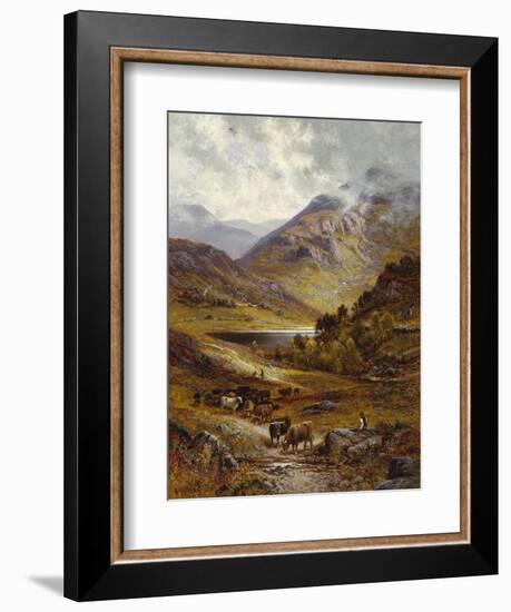 Longhorn Cattle in a Mountainous Landscape, 1892-Alfred Augustus Glendening-Framed Giclee Print