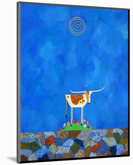 Longhorn on Wildflower Hill-Casey Craig-Mounted Art Print