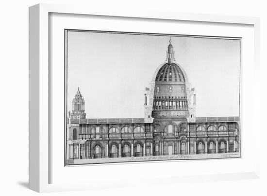 Longitudinal Section of St Paul's Cathedral, City of London, 1720-null-Framed Giclee Print