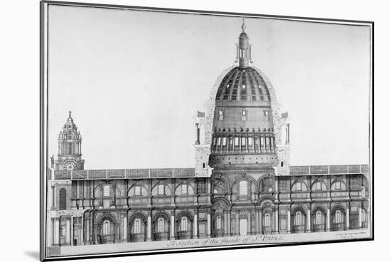 Longitudinal Section of St Paul's Cathedral, City of London, 1720-null-Mounted Giclee Print