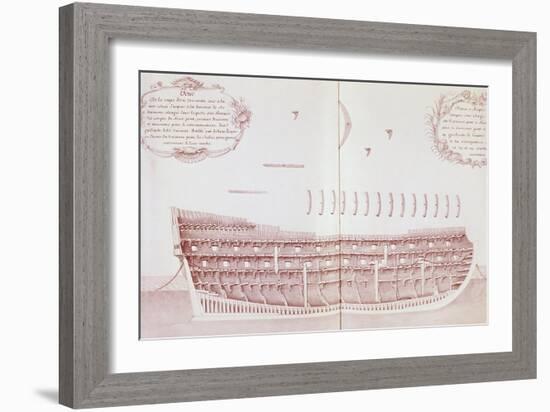 Longitudinal Section of Vessel Launched onto Sea, Is Atlas Di Colbert, France, 17th Century-null-Framed Giclee Print