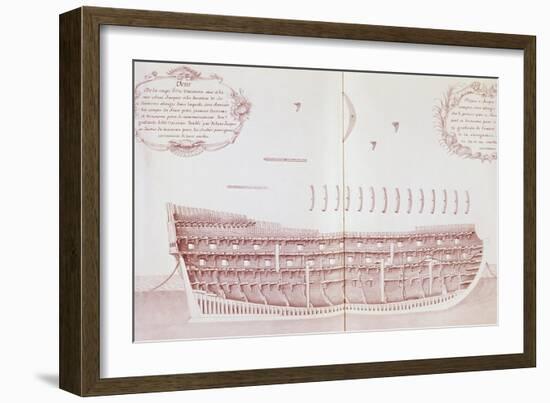 Longitudinal Section of Vessel Launched onto Sea, Is Atlas Di Colbert, France, 17th Century-null-Framed Giclee Print