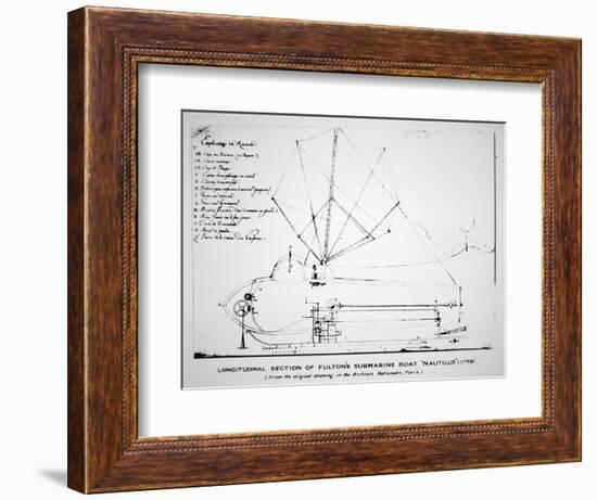 Longitudinal Section Plan of Fulton's Submarine 'Nautilus', 1798-Robert Fulton-Framed Giclee Print