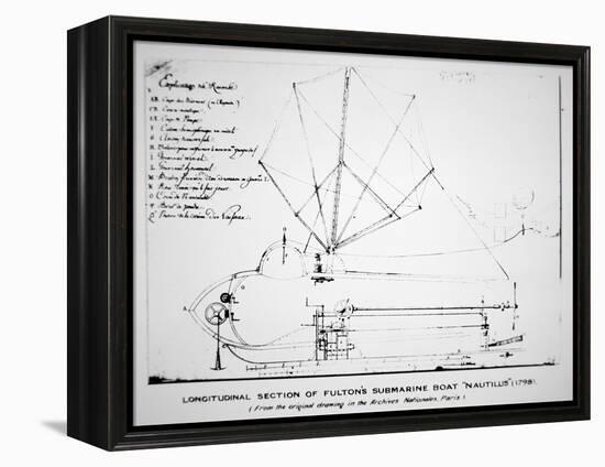 Longitudinal Section Plan of Fulton's Submarine 'Nautilus', 1798-Robert Fulton-Framed Premier Image Canvas