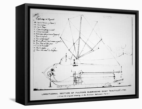 Longitudinal Section Plan of Fulton's Submarine 'Nautilus', 1798-Robert Fulton-Framed Premier Image Canvas