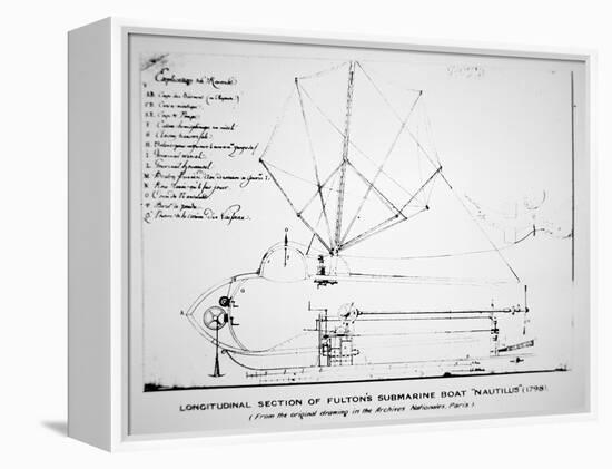 Longitudinal Section Plan of Fulton's Submarine 'Nautilus', 1798-Robert Fulton-Framed Premier Image Canvas