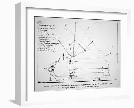 Longitudinal Section Plan of Fulton's Submarine 'Nautilus', 1798-Robert Fulton-Framed Giclee Print