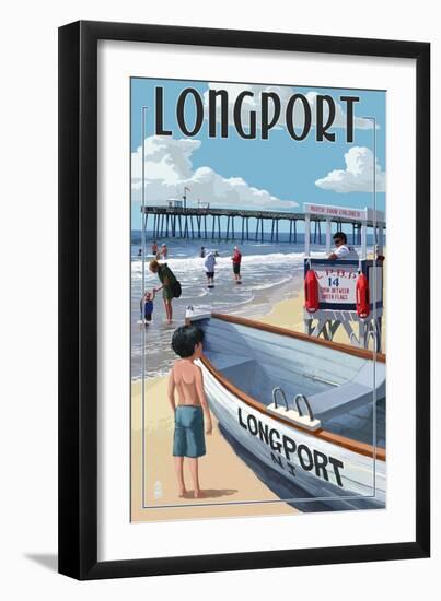 Longport, New Jersey - Lifeguard Stand-Lantern Press-Framed Art Print