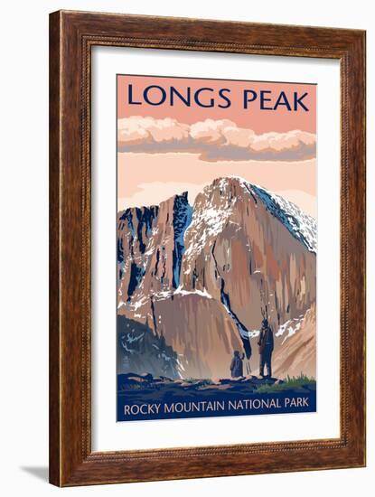 Longs Peak - Rocky Mountain National Park-Lantern Press-Framed Art Print