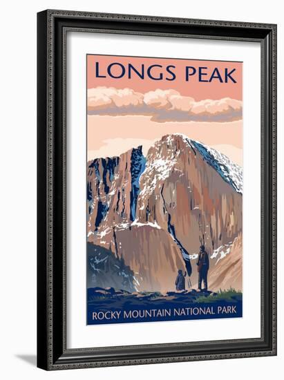 Longs Peak - Rocky Mountain National Park-Lantern Press-Framed Premium Giclee Print