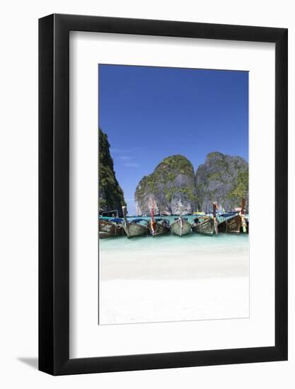Longtail Boats at the Beach, Maya Bay at Koh Phi Phi Leh, Thailand, Andaman Sea-Harry Marx-Framed Photographic Print