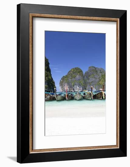 Longtail Boats at the Beach, Maya Bay at Koh Phi Phi Leh, Thailand, Andaman Sea-Harry Marx-Framed Photographic Print