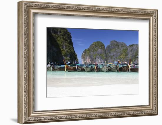 Longtail Boats at the Beach, Maya Bay at Koh Phi Phi Leh, Thailand, Andaman Sea-Harry Marx-Framed Photographic Print