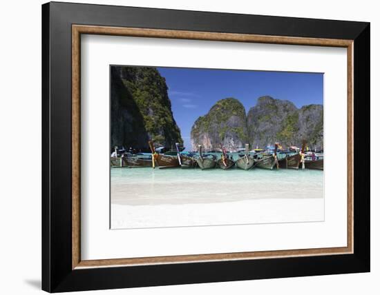 Longtail Boats at the Beach, Maya Bay at Koh Phi Phi Leh, Thailand, Andaman Sea-Harry Marx-Framed Photographic Print