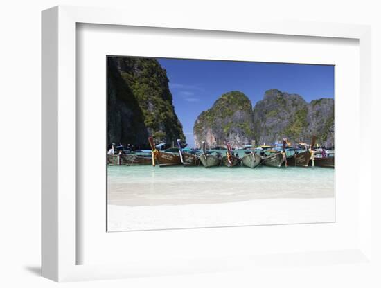 Longtail Boats at the Beach, Maya Bay at Koh Phi Phi Leh, Thailand, Andaman Sea-Harry Marx-Framed Photographic Print