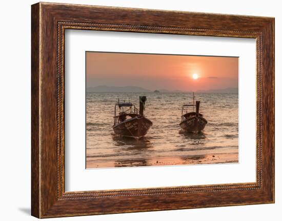 Longtail boats at West Rai Leh Beach, Railay Peninsula, Krabi Province, Thailand-Markus Lange-Framed Photographic Print