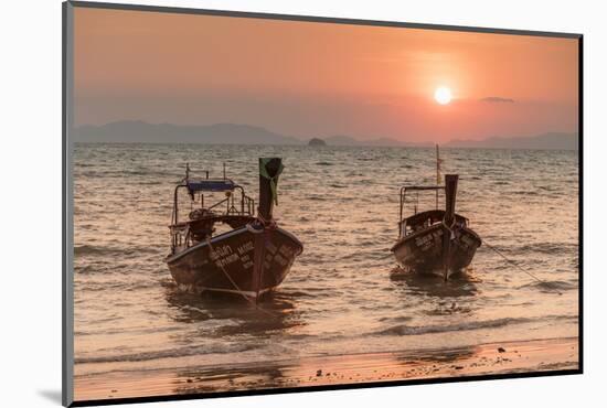 Longtail boats at West Rai Leh Beach, Railay Peninsula, Krabi Province, Thailand-Markus Lange-Mounted Photographic Print