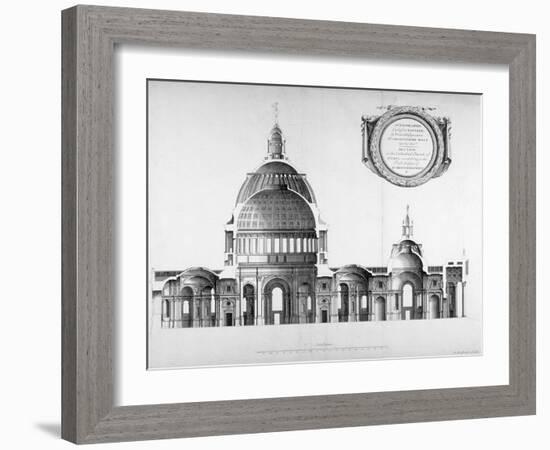Longtitudinal Section Through St Paul's Cathedral, City of London, 1700-null-Framed Giclee Print