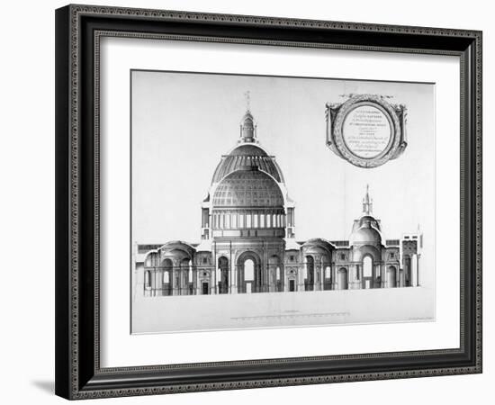 Longtitudinal Section Through St Paul's Cathedral, City of London, 1700-null-Framed Giclee Print