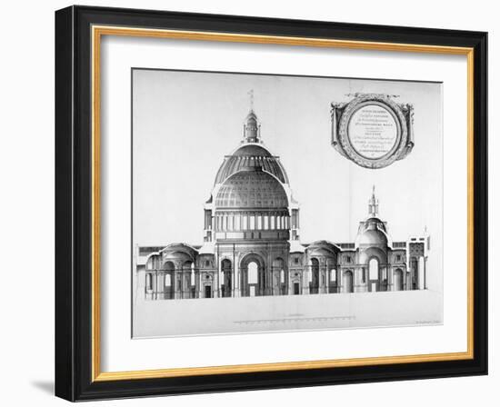 Longtitudinal Section Through St Paul's Cathedral, City of London, 1700-null-Framed Giclee Print