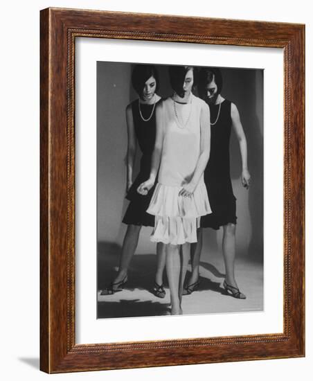 Look Alike Dresses Being Modeled by Dees Triplets-Nina Leen-Framed Photographic Print