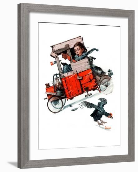 "Look Out Below" or "Downhill Daring", January 9,1926-Norman Rockwell-Framed Giclee Print