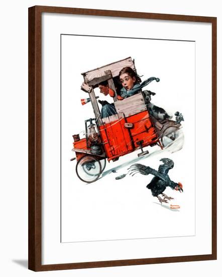 "Look Out Below" or "Downhill Daring", January 9,1926-Norman Rockwell-Framed Giclee Print
