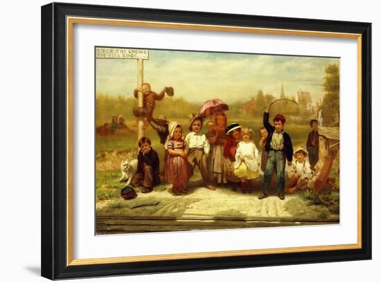 Look Out for the Engine While the Bell Rings, 1863-John George Brown-Framed Giclee Print