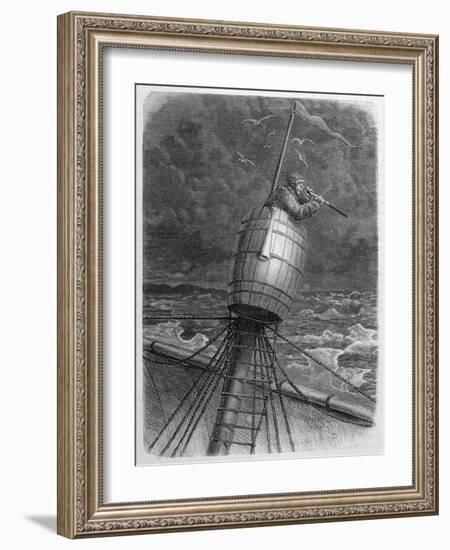 Look-Out Man from the Crow's- Nest During Wordenskjold's Arctic Expedition-?douard Riou-Framed Art Print