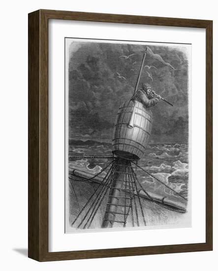 Look-Out Man from the Crow's- Nest During Wordenskjold's Arctic Expedition-?douard Riou-Framed Art Print