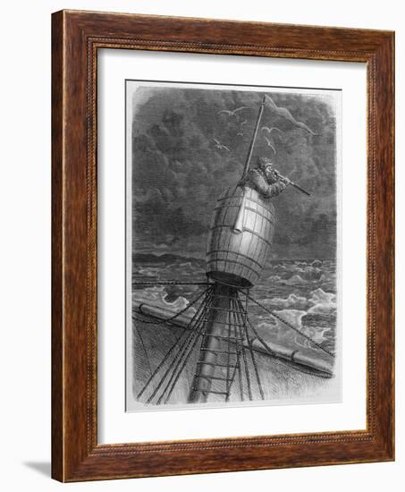 Look-Out Man from the Crow's- Nest During Wordenskjold's Arctic Expedition-?douard Riou-Framed Art Print