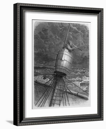 Look-Out Man from the Crow's- Nest During Wordenskjold's Arctic Expedition-?douard Riou-Framed Art Print