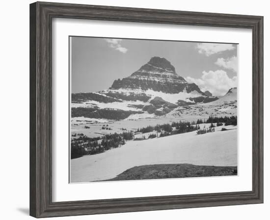 Looking Across Barren Land To Mountains From Logan Pass Glacier National Park Montana. 1933-1942-Ansel Adams-Framed Art Print