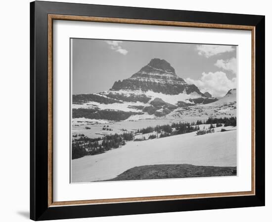 Looking Across Barren Land To Mountains From Logan Pass Glacier National Park Montana. 1933-1942-Ansel Adams-Framed Art Print