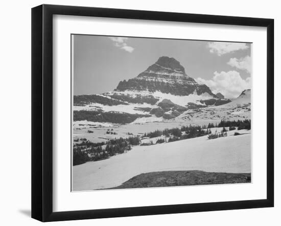 Looking Across Barren Land To Mountains From Logan Pass Glacier National Park Montana. 1933-1942-Ansel Adams-Framed Art Print